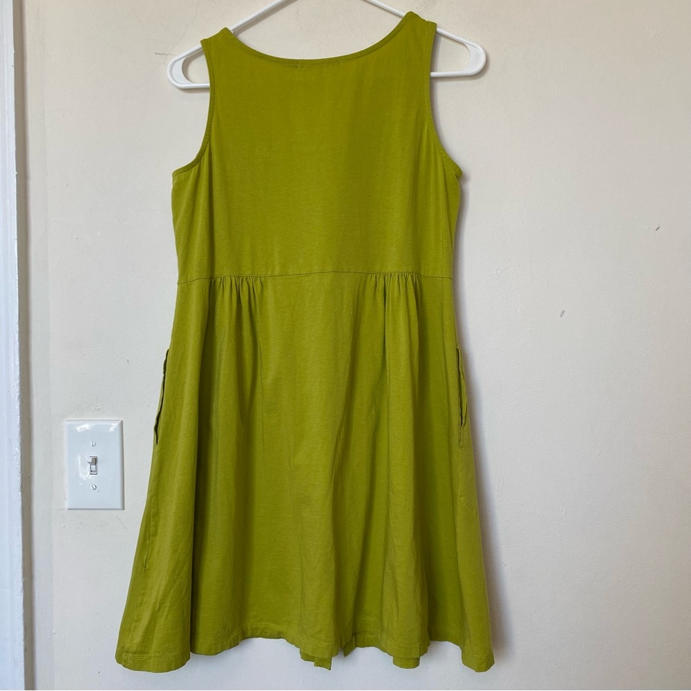 GUDRUN SJODEN Sleeveless Button Front Cotton Mini Dress Lime Green Sz Small - Picture 8 of 10